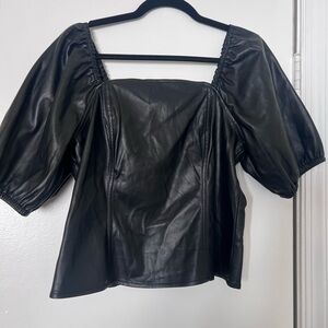 Black Boxy Puff Sleeve Blouse